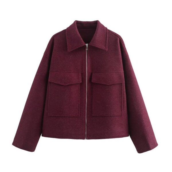 Fall Women Clothing Zipper Pocket Jacket Coat - Image 2